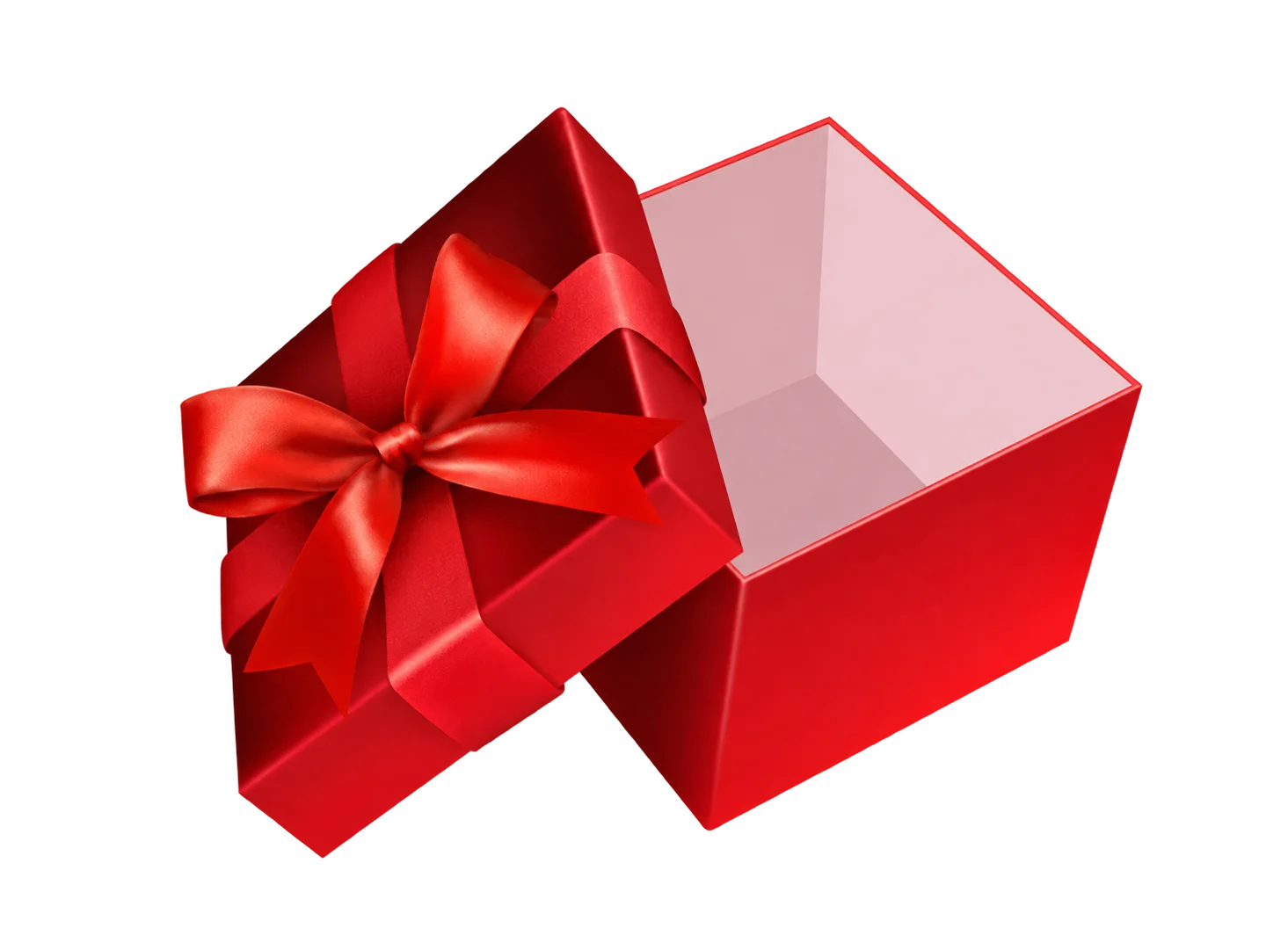 An open red gift box with the lid lifted