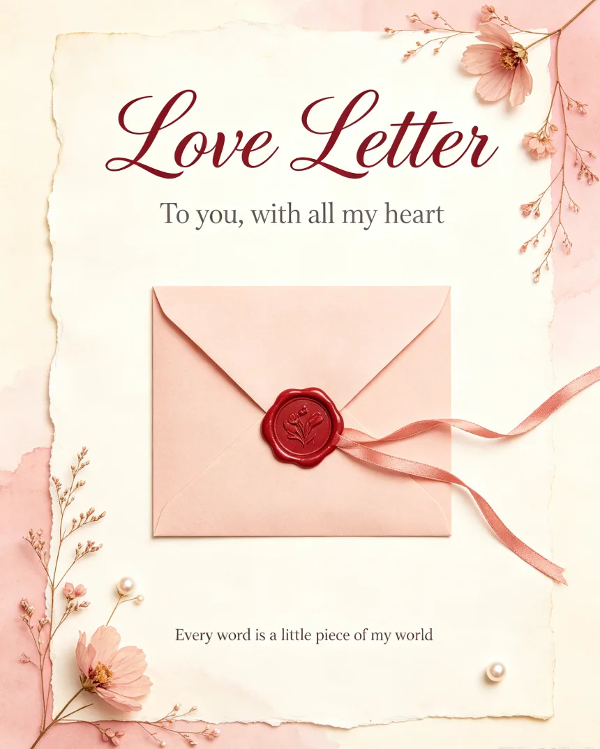 Blush Blossom letter booklet cover